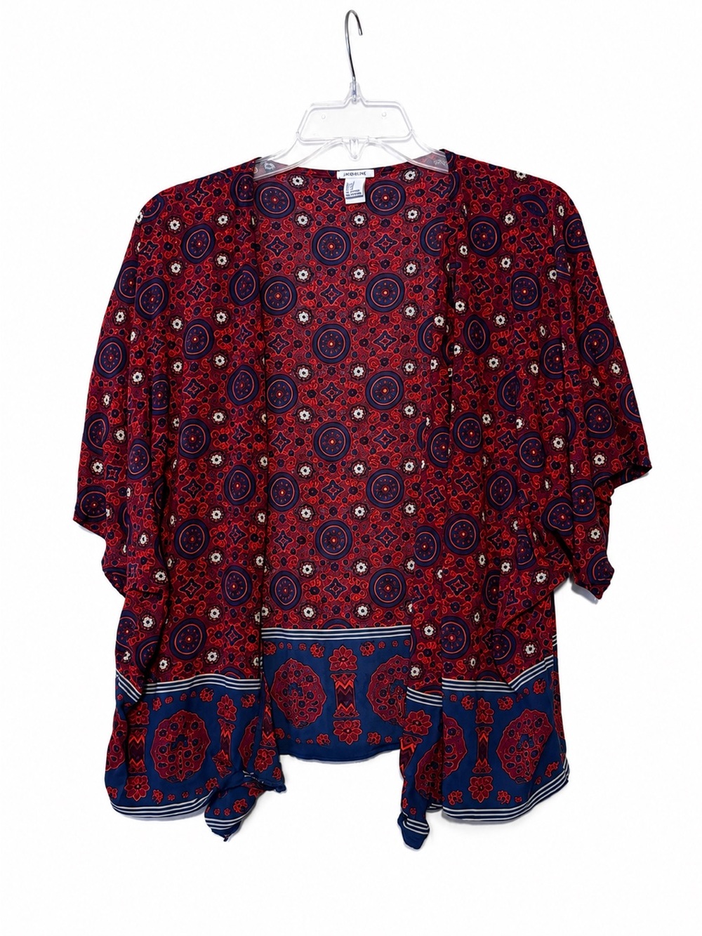 Forever 21 Red & Navy Boho Medallion Print Kimono Cardigan